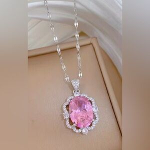 Elegant Pink Gemstone Pendant Necklace